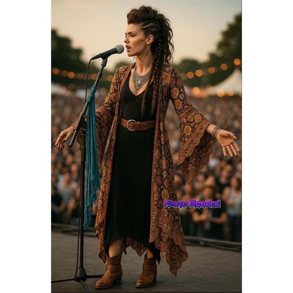 David Meister Dress Handkerchief Black Stevie Nicks Goth Witchy ALT Whimsygoth - Picture 11 of 11